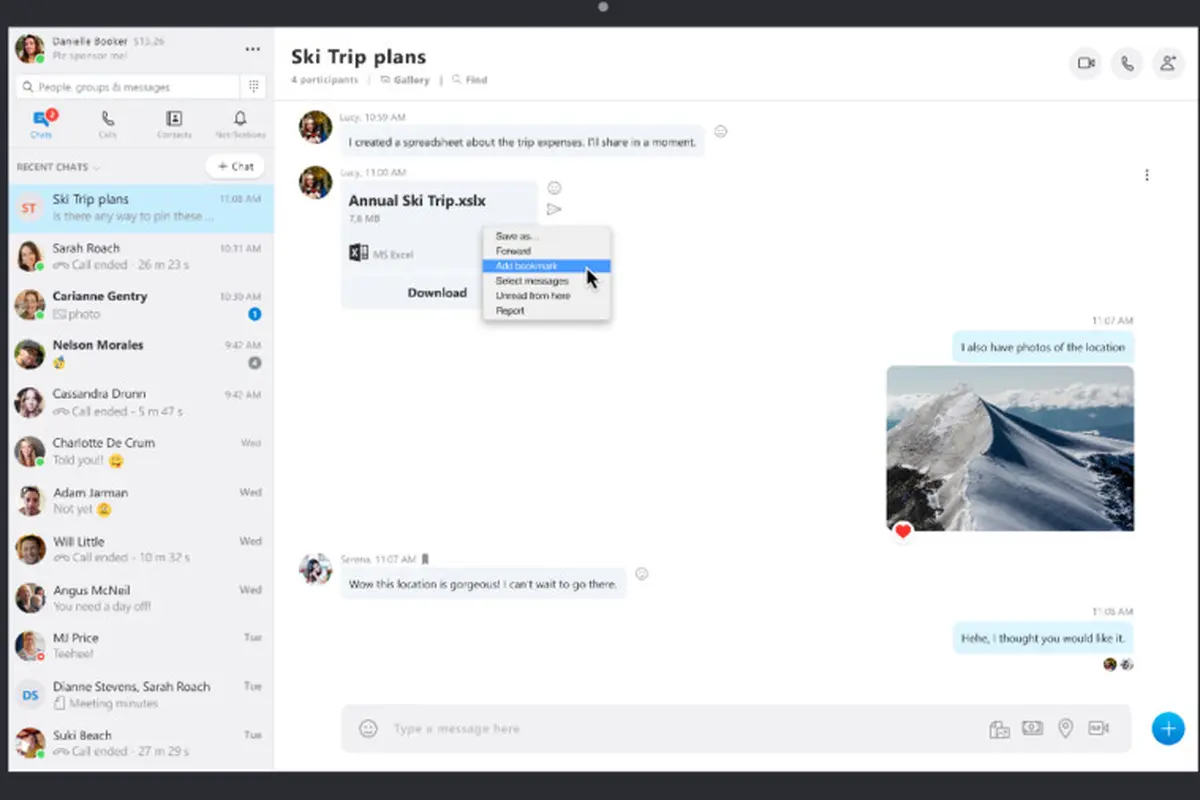 Fitur Add Bookmark pada Skype