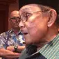 B J Habibie ditemui usai acara Habibie Festival  di Jakarta, Kamis (11/8/2016). (Liputan6.com/Andina Librianty)