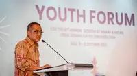 Dirjen AHU Cahyo R Muzhar dalam acara Youth Forum: The Inclusive and Sustainable Business Regulation in Indonesia yang merupakan rangkaian kegiatan Asian-African Legal Consultative Organization (AALCO) ke-61 di Bali, Kamis (12/10/2023). (Ist)