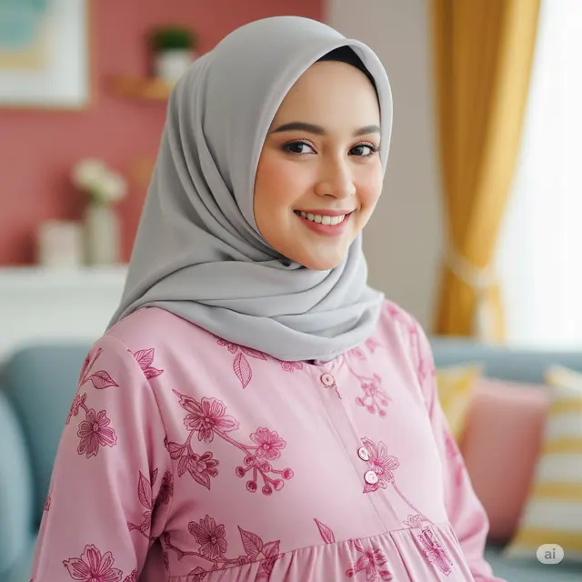 Outfit Kondangan Gamis Ibu Hamil. Foto: Gemini