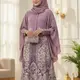 Gamis Batik Brokat berwarna Dusty Lilac/Gemini AI.