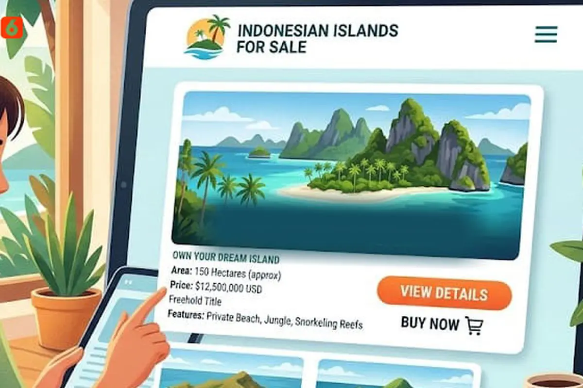 Banner Infografis Deretan Pulau di Indonesia yang Pernah Dikabarkan Dijual Online.