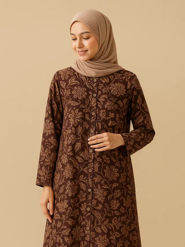 Gamis Batik Kancing Depan Busui Friendly