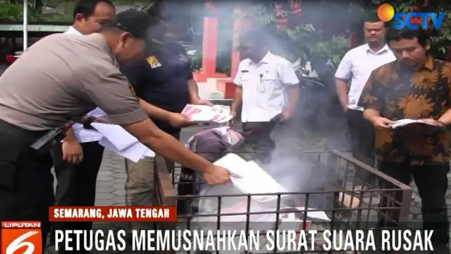 Pemusnahan ini disaksikan langsung oleh Panwaslu Kabupaten Semarang, Jawa Tengah