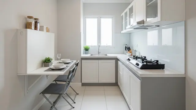 Dapur Garis Tunggal dengan Meja Lipat Dinding