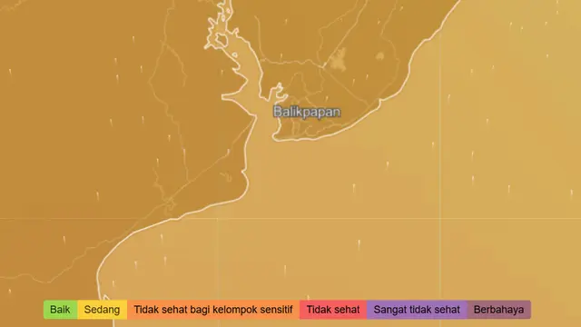 Tangkapan layar kualitas udara di balikpapan berdasarkan situs AQI.