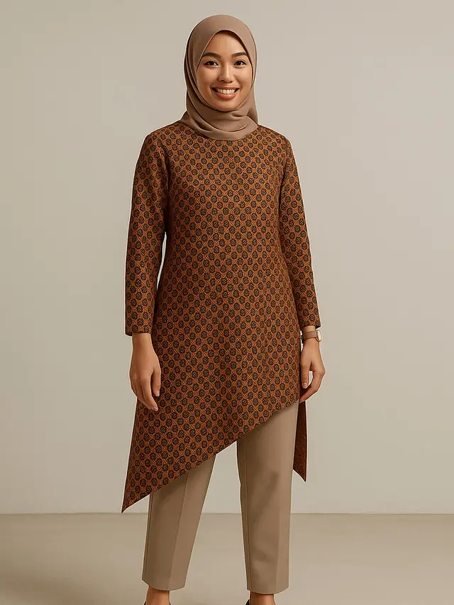 Model Tunik Batik Belah Samping yang Lagi Tren di 2025/Ilustrasi AI