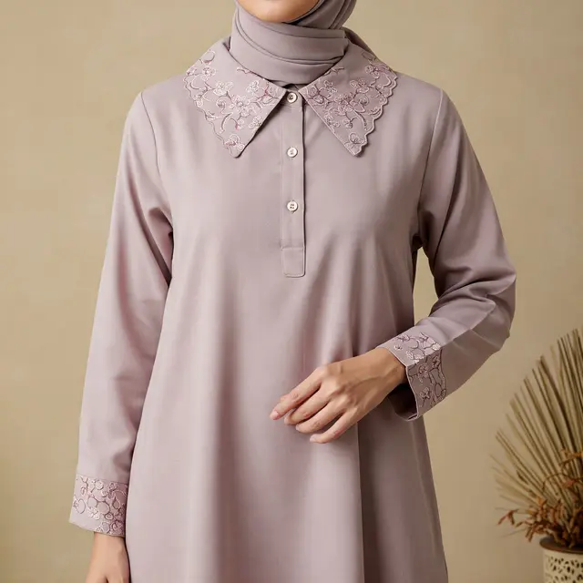 Model Gamis Simple tapi Mewah Motif Bunga
