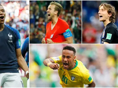 Berikut ini tujuh bintang Piala Dunia 2018 yang bisa merusak dominasi Cristiano Ronaldo dan Lionel Messi di Ballon d'Or tahun ini. Dua diantaranya adalah Harry Kane dan Neymar. (Foto-foto Kolase AP)