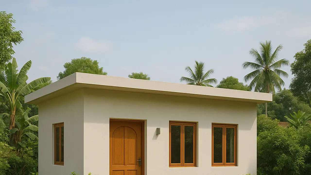 Gambar Rumah Sederhana Ukuran 6x9 di Kampung dengan Atap Datar