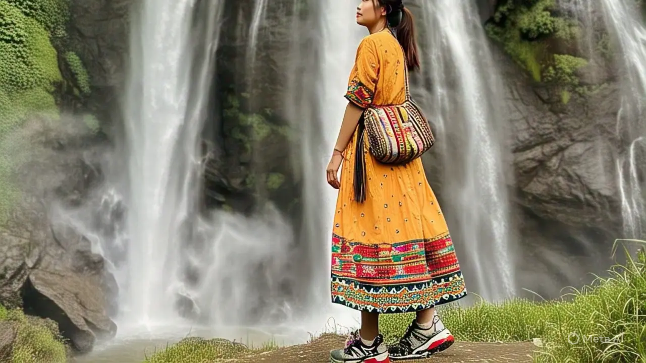 Dress Midi dengan Motif Etnik