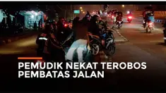 Kemacetan lalulintas terjadi di jalur arteri Karawang Sabtu (30/4) dini hari. Sebagian pemudik yang menggunakan sepeda motor nekat terobos pembatas jalan.