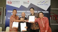 Penandatanganan Kerjasama Penyelenggaraan Penyediaan Infrastruktur dan Layanan Telekomunikasi dan Multimedia berbasis Fiber Optic di Area Sentul City (3.100 hektar).