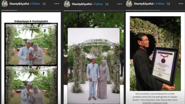 Pernikahan Shanty Sys NS dan Syaiful dapat Rekor MURI (Insta Stories/ @bantumanten)