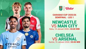 Jadwal Live Streaming Semifinal Carabao Cup Leg Pertama, Tayang di Vidio.