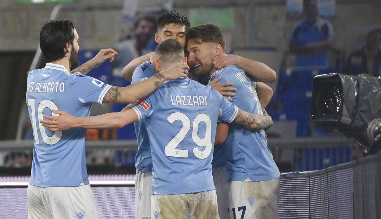 Lazio kembali melanjutkan tren kemenangan usai berhasil manaklukkan Cagliari dengan skor 1-0 pada lanjutan Serie A Italia. (Alfredo Falcone/Lapresse via AP)