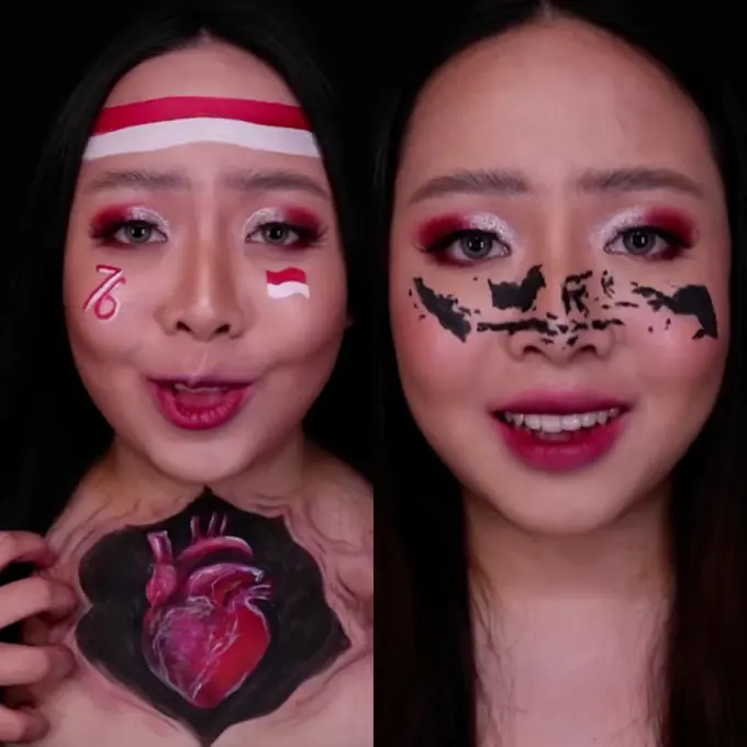 Perempuan ini rela tidur untuk membuat makeup bertema Kemerdekaan/dok. Instagram @yohannasiscillia