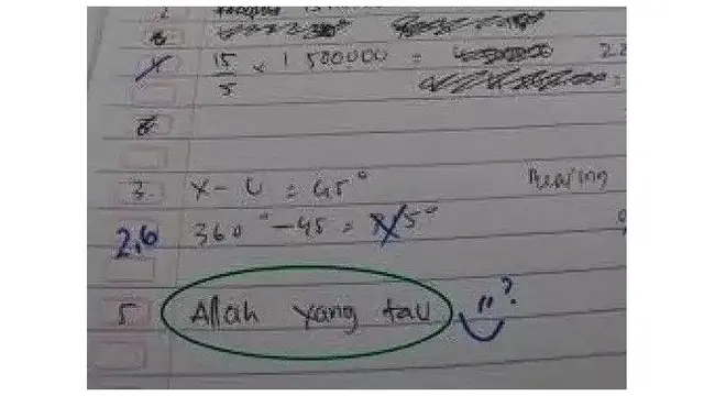 6 Curhatan Murid di Lembar Jawaban Matematika Ini Kocak, Guru Tepuk Jidat