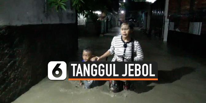 VIDEO: Air Meluap di Kali Bekasi, Tanggul Kali Jebol