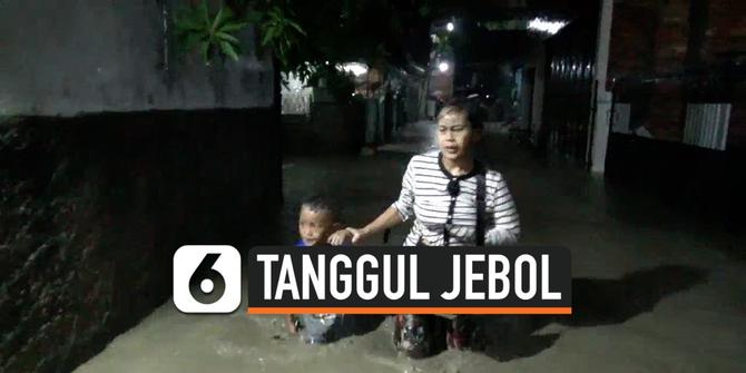 VIDEO: Air Meluap di Kali Bekasi, Tanggul Kali Jebol