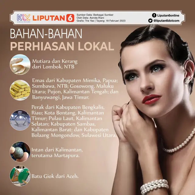 Infografis Bahan-Bahan Perhiasan Lokal. (Liputan6.com/Triyasni)