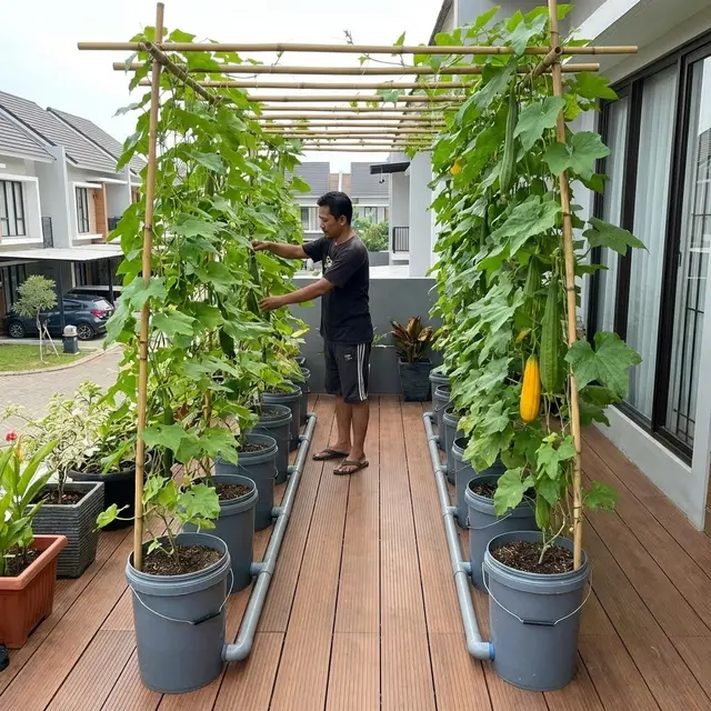 Menanam Oyong dengan Metode Dutch Bucket Skala Besar