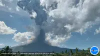 Gunung Lewotobi Laki-Laki di Flores Timur NTT kembali erupsi pada Rabu (15/10/2025), pukul 09.21 Wita. (Liputan6.com/ Dok PVMBG)