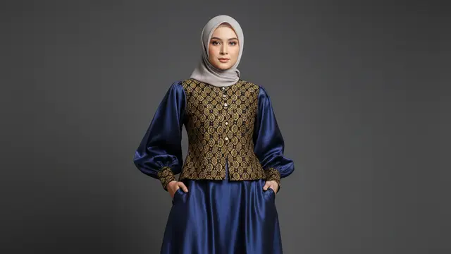 Model Gamis Sutra Kombinasi Batik Pilihan 2026. AI