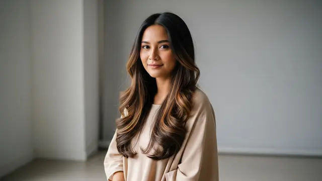 Model Rambut Wanita Panjang Belah Tengah Gaya Bergelombang Bohemian