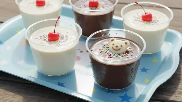 Puding Cup Susu atau Cokelat