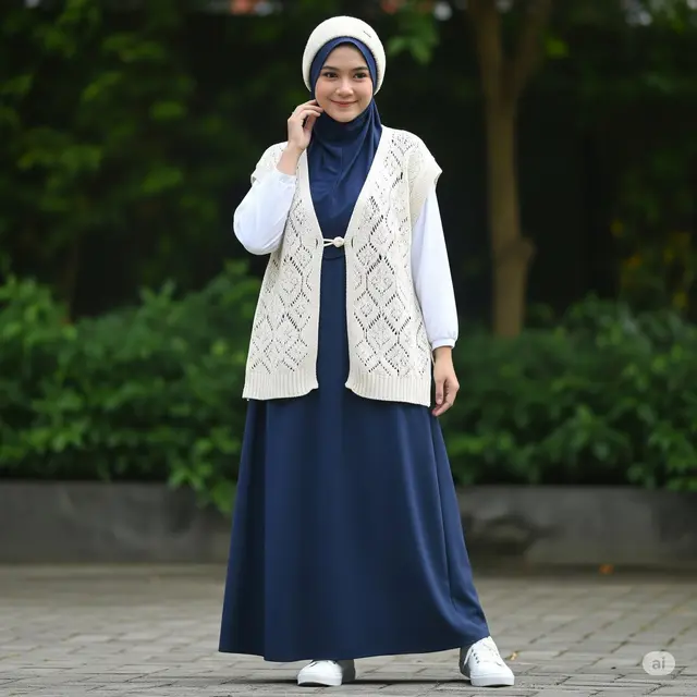 Model Outer untuk Gamis Polos. Foto: Gemini