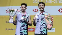 Ganda putra Indonesia Fajar Alfian/Muhammad Rian Ardianto menjadi runner-up Korea Open 2023 di Jinnam Stadium, Yeosu, Korea, Minggu (23/7/2023). (PBSI)