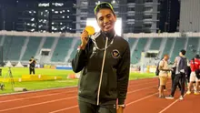 Maria Natalia Londa memamerkan medali emas yang diraih di SEA Games 2025. (Instagram/marianatalialonda7997)