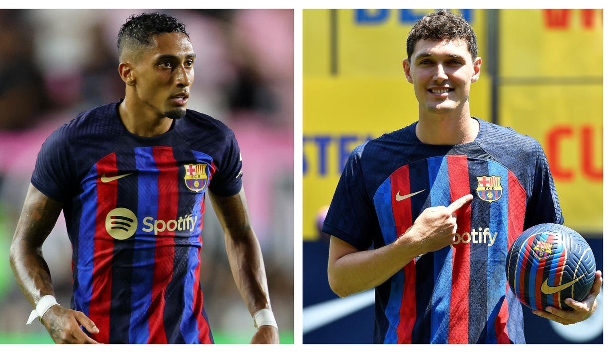 Menjelang musim 2022/2023 bergulir, Barcelona telah mendapatkan dua pemain dari klub Liga Inggris. Andreas Christensen didatangkan dari Chelsea dan Raphinha dari Leeds United. Mampukah keduanya tampil oke saat berseragam Barcelona atau justru tampil flop alias di luar ekspektasi seperti 5 pemain berikut? (Kolase AFP)