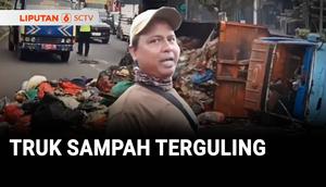 Gara-gara truk sampah terguling, arus lalu lintas di sejumlah jalan protokol di Bekasi, Jawa Barat, terkena imbasnya. Sopir diduga mengantuk sehingga tidak bisa mengendalikan laju truk.