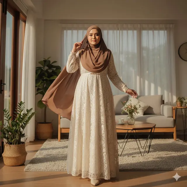 Model Gamis Brokat Modern Big Size