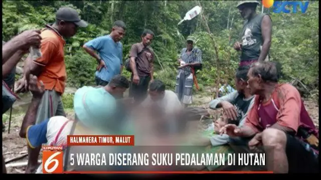 Lima orang diserang belasan orang tak dikenal yang diduga merupakan suku pedalaman di Halmahera Timur, Maluku Utara. Tiga orang meninggal dunia dalam serangan tersebut.