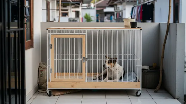 Kandang Anjing Minimalis di Teras Rumah (AI)