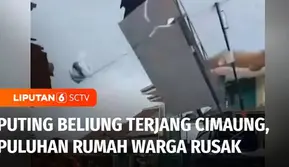 Angin puting beliung menerjang kawasan Cimaung, Bandung, Jawa Barat, pada Rabu petang. Diterjang puting beliung, puluhan rumah warga rusak.