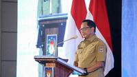 Menteri Dalam Negeri (Mendagri) Muhammad Tito Karnavian pada Rapat Koordinasi Nasional (Rakornas) Posyandu Tahun 2025 di Mercure Convention Center Ancol, Jakarta, Senin (22/9/2025).