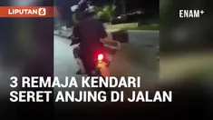 Viral! Tiga Remaja Seret Anjing Pakai Motor