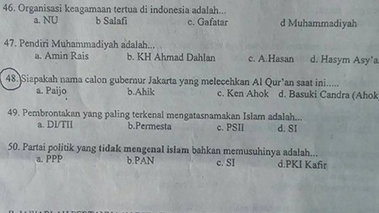 Guru SMP Hebohkan Publik dengan Soal Ujiannya