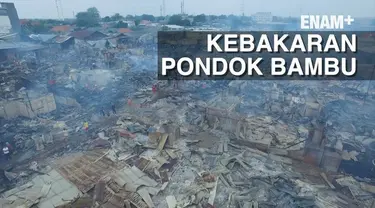 Puluhan Bangunan semi permanen di Pondok Bambu Jakarta Timur Hangus terbakar. Kebakaran Diduga akibat ledakan kompor di sebuah rumah kontrakan