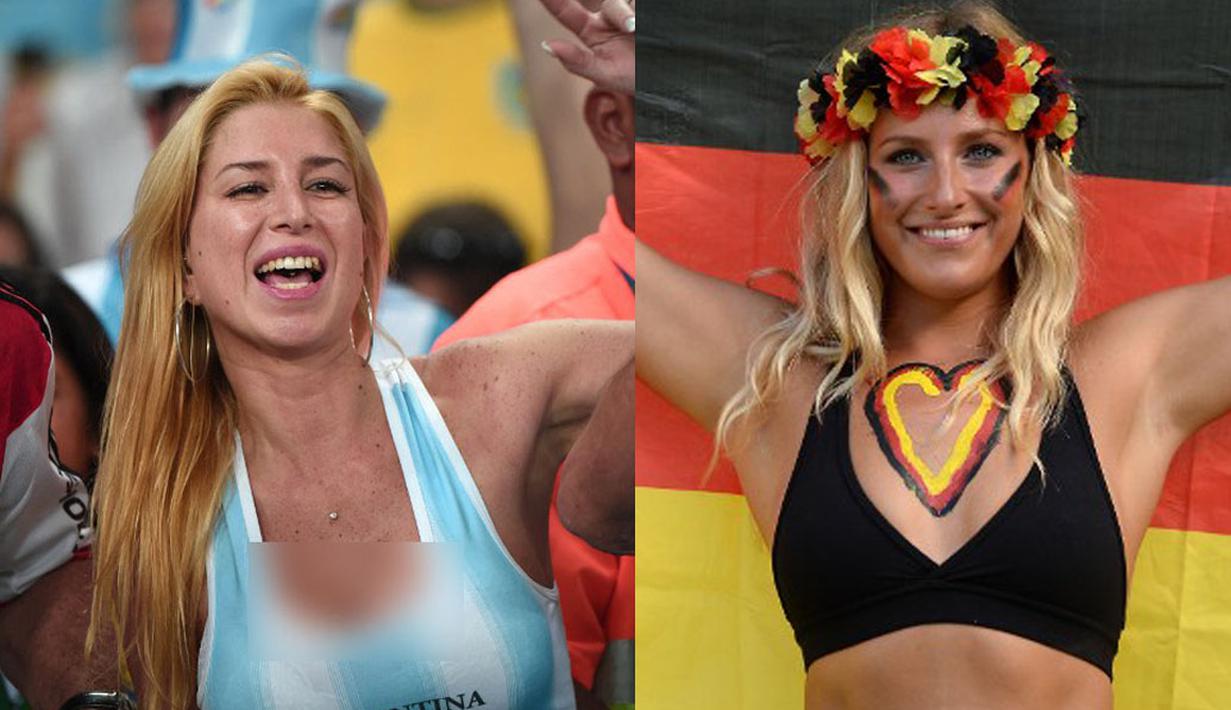 Adu Seksi Fans Argentina vs Jerman - Foto Liputan6.com