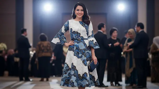 Dress Batik Midi Lengan Lonceng