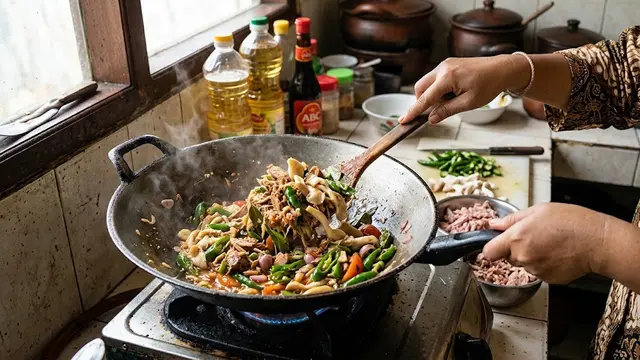 Resep Tongkol Suwir Tumis Jamur dan Cabai Hijau Kaya Protein