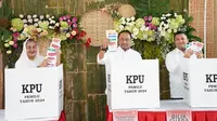 Wali Kota Semarang, Hevearita Gunaryanti Rahayu saat gunakan hak pilihnya pada Pemilu 2024 di TPS 23 Kelurahan Sumurboto, Kecamatan Banyumanik, Rabu (14/2/2024). (Dok. Humas Pemkot Semarang)