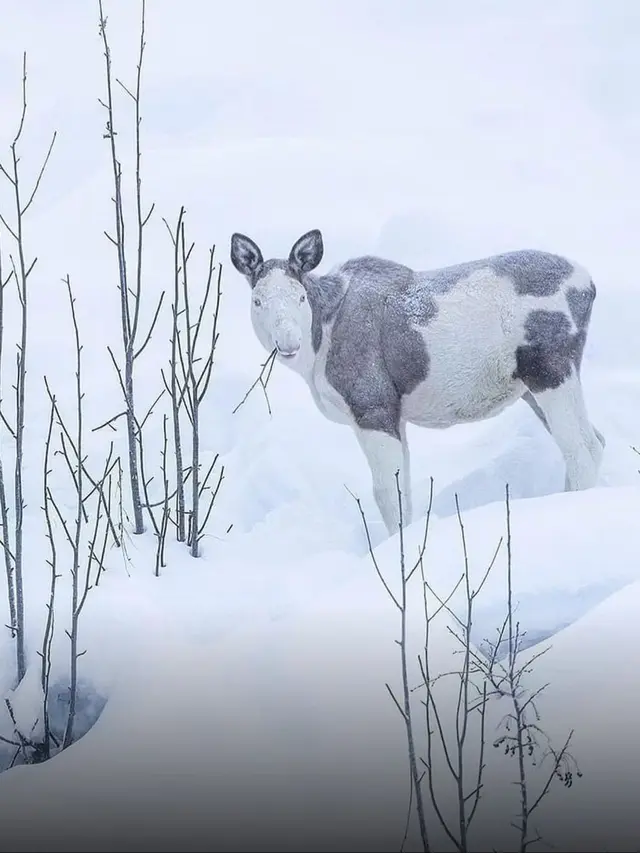 Moose Piebald muncul di Norwegia (Foto: Thomas Mørch)