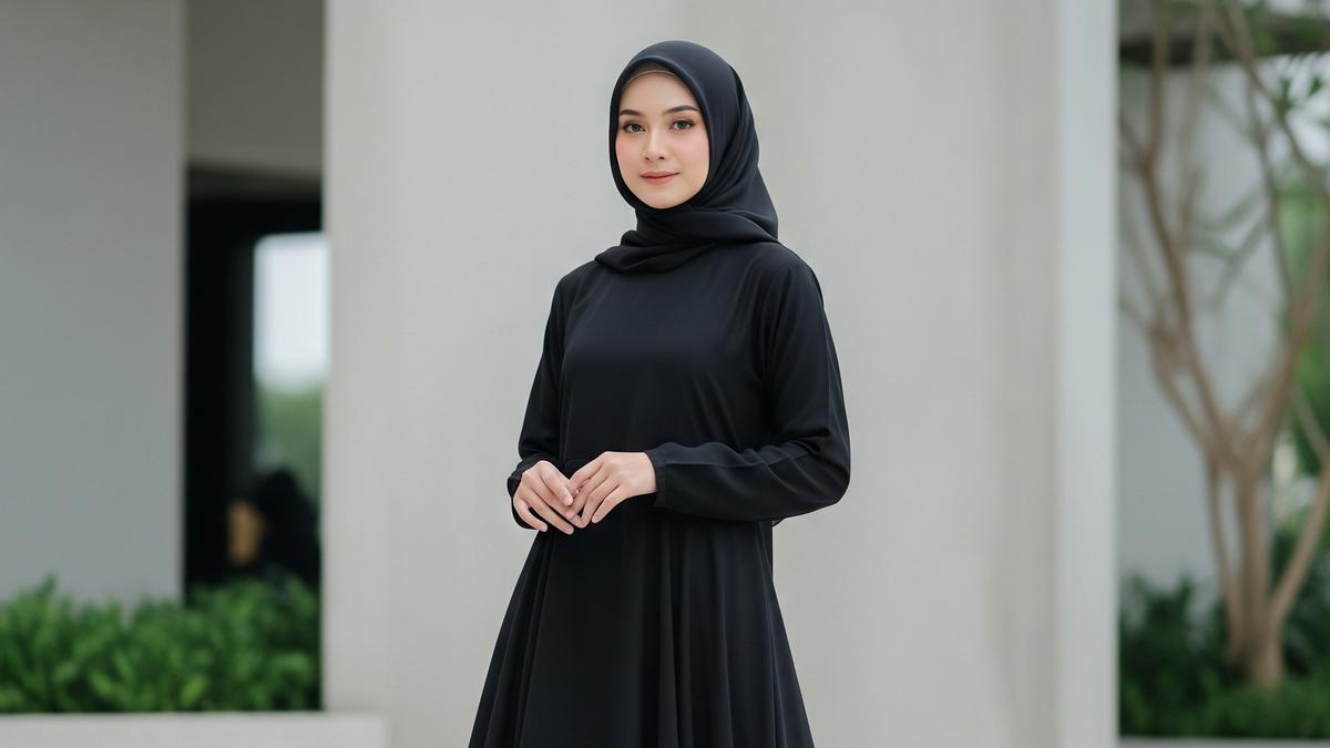 Suka Gaya Simpel tapi Berkelas? Cek 7 Model Gamis Abaya Hitam Polos Berikut!