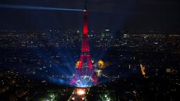 Kemeriahan konser di area Paris fan zone jelang Piala Eropa 2016 di Champs de Mars, Menara Eiffel, Paris, (9/6/2016). (AFP/Geoffroy Van Der Hasselt)